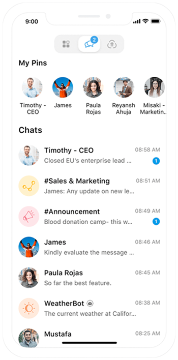 Software di chat mobile per team - Zoho Cliq