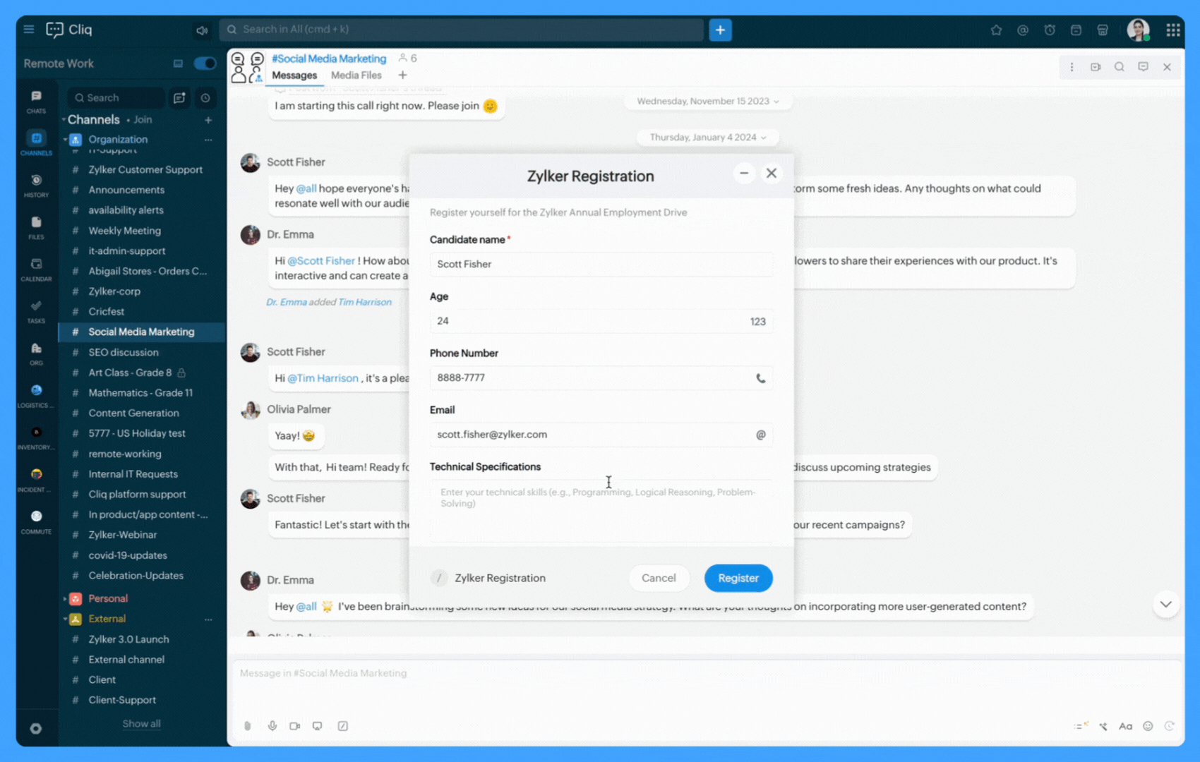 Forms in Zoho Cliq