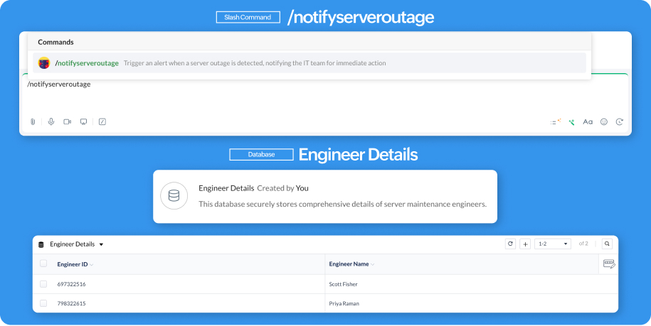 Slash command to notify server outage with platform database