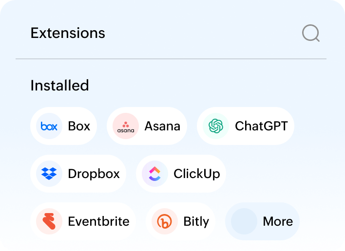 Extensions interface