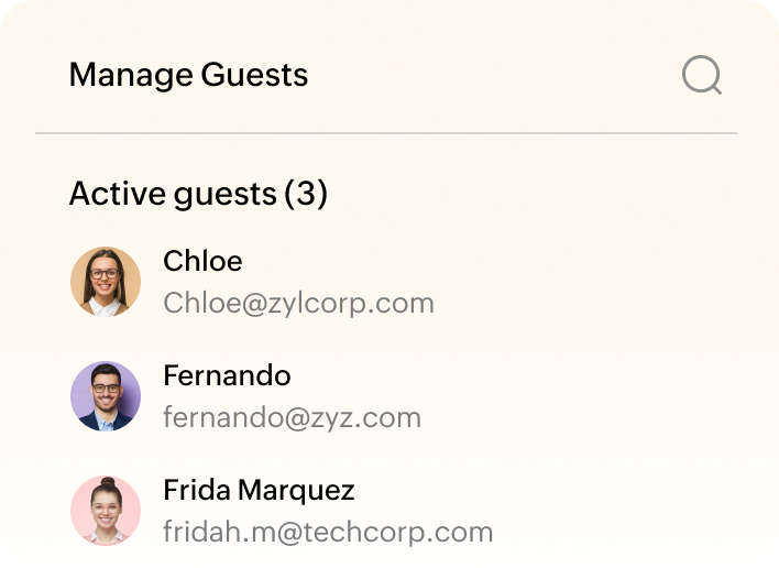 Guest management interface