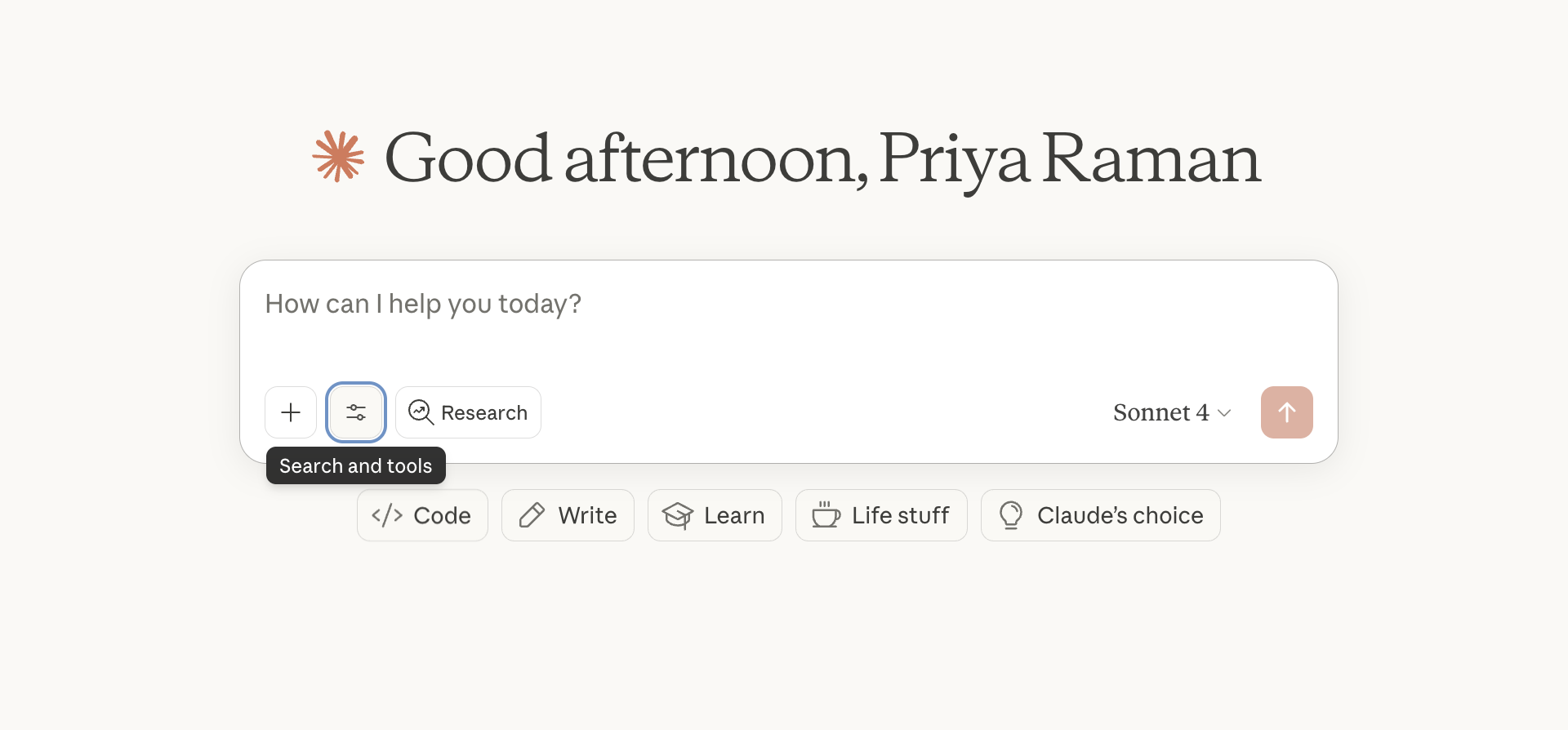 Search and tools in Claude for Zoho Cliq MCP