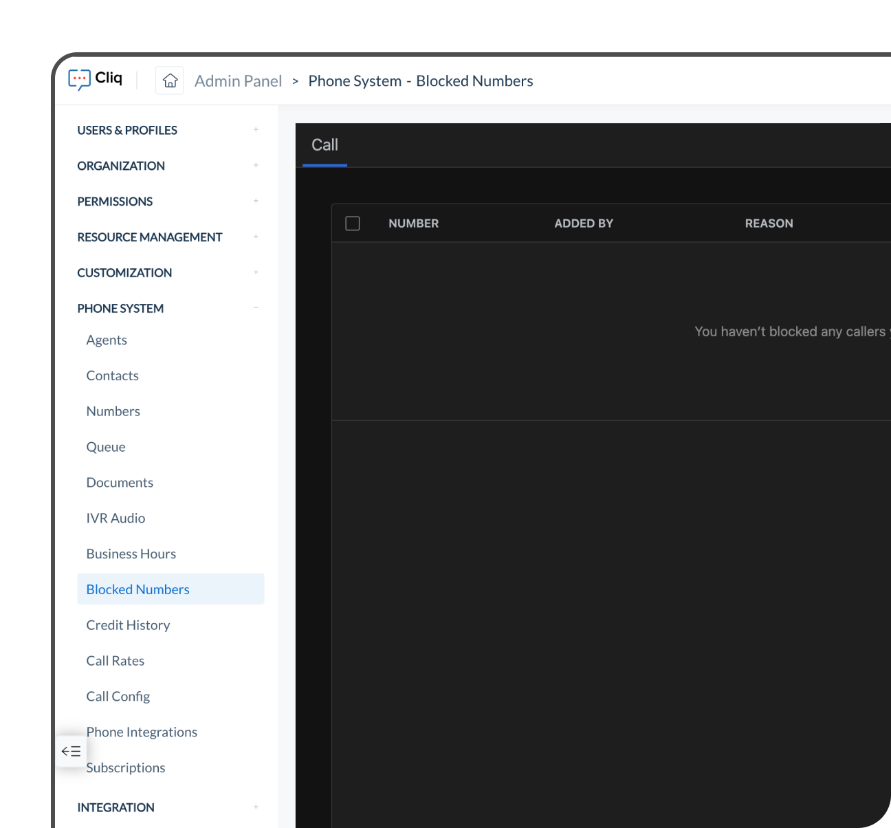 Call queues setup interface