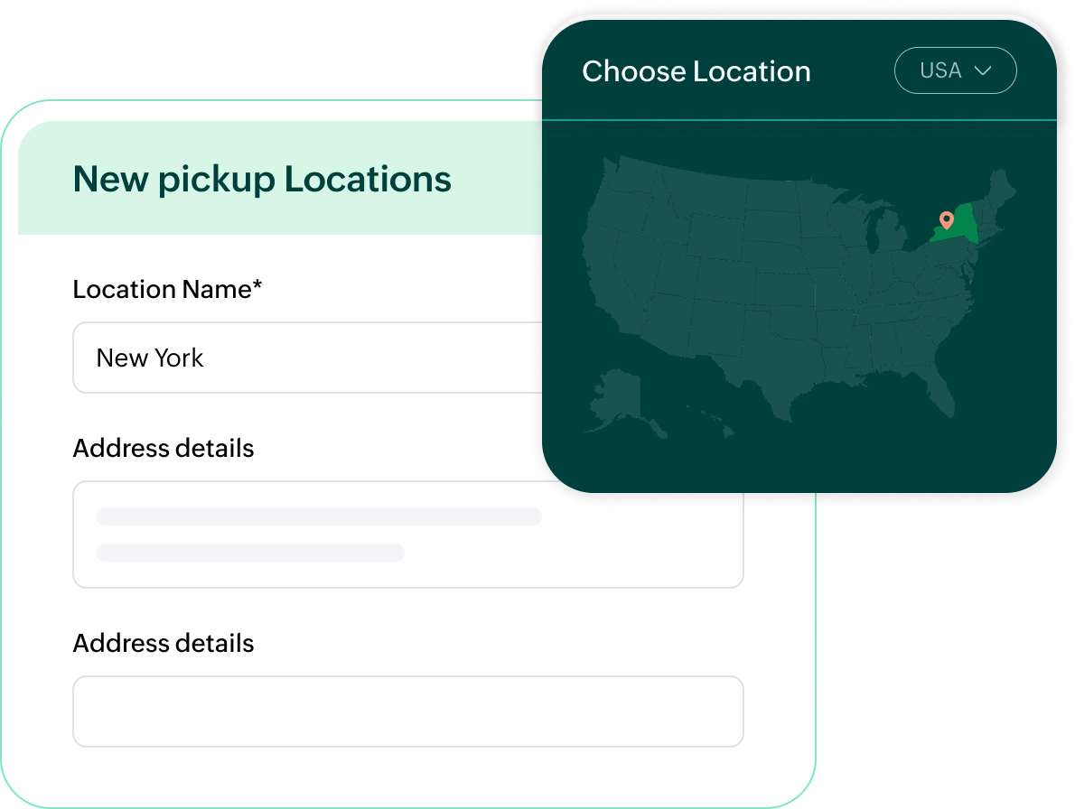 Choose a pickup location interface