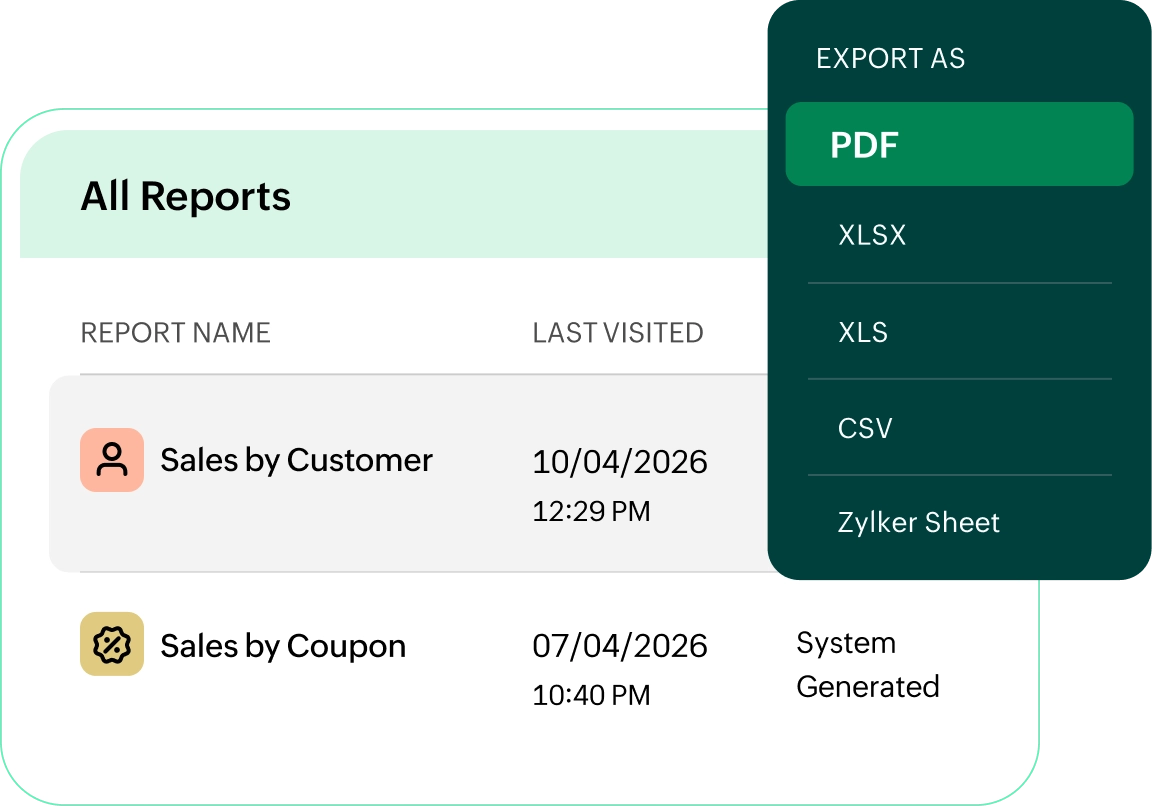 Customizable reports interface