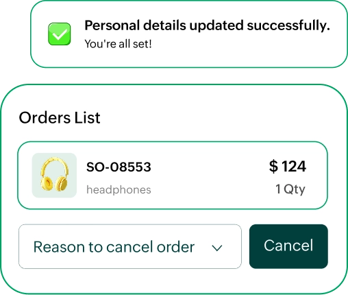 Order details and returns management view.