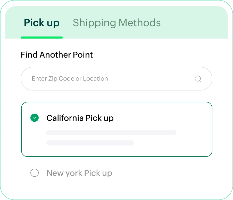 Location display showing available pickup options