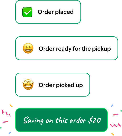 Order ready for pickup confirmation