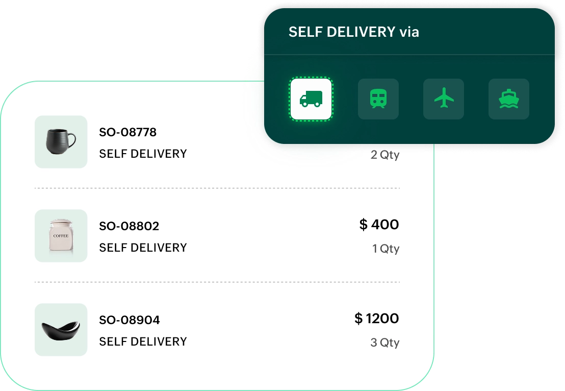 Self delivery shipping options.