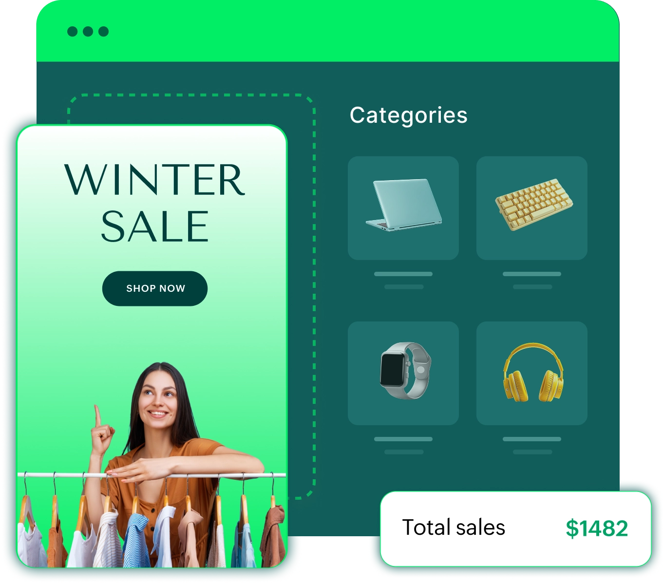 Zoho Commerce dashboard with analytics and products