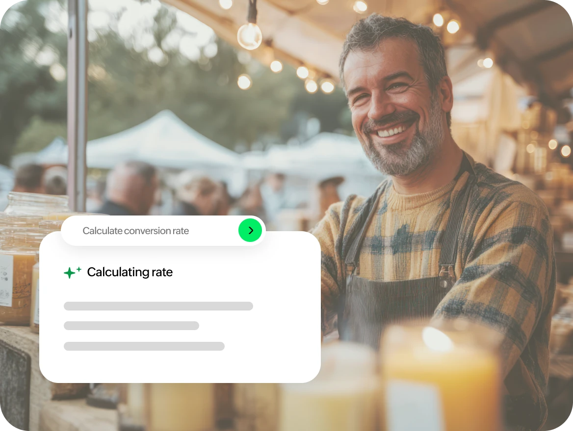 Merchant reviewing store conversion metrics