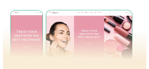 Screenshots of a mobile-friendly e-commerce store design.