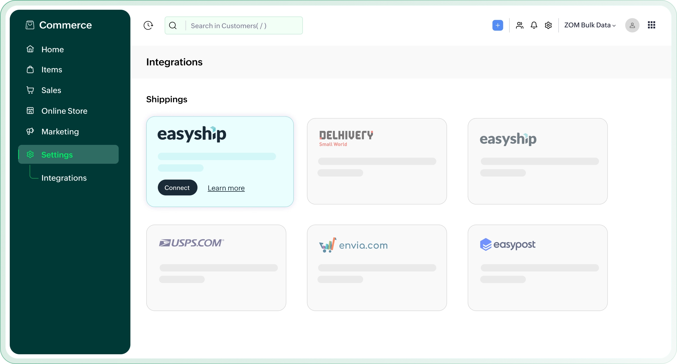 Zoho Commerce and Easyship – Shipping dashboard and order fulfillment