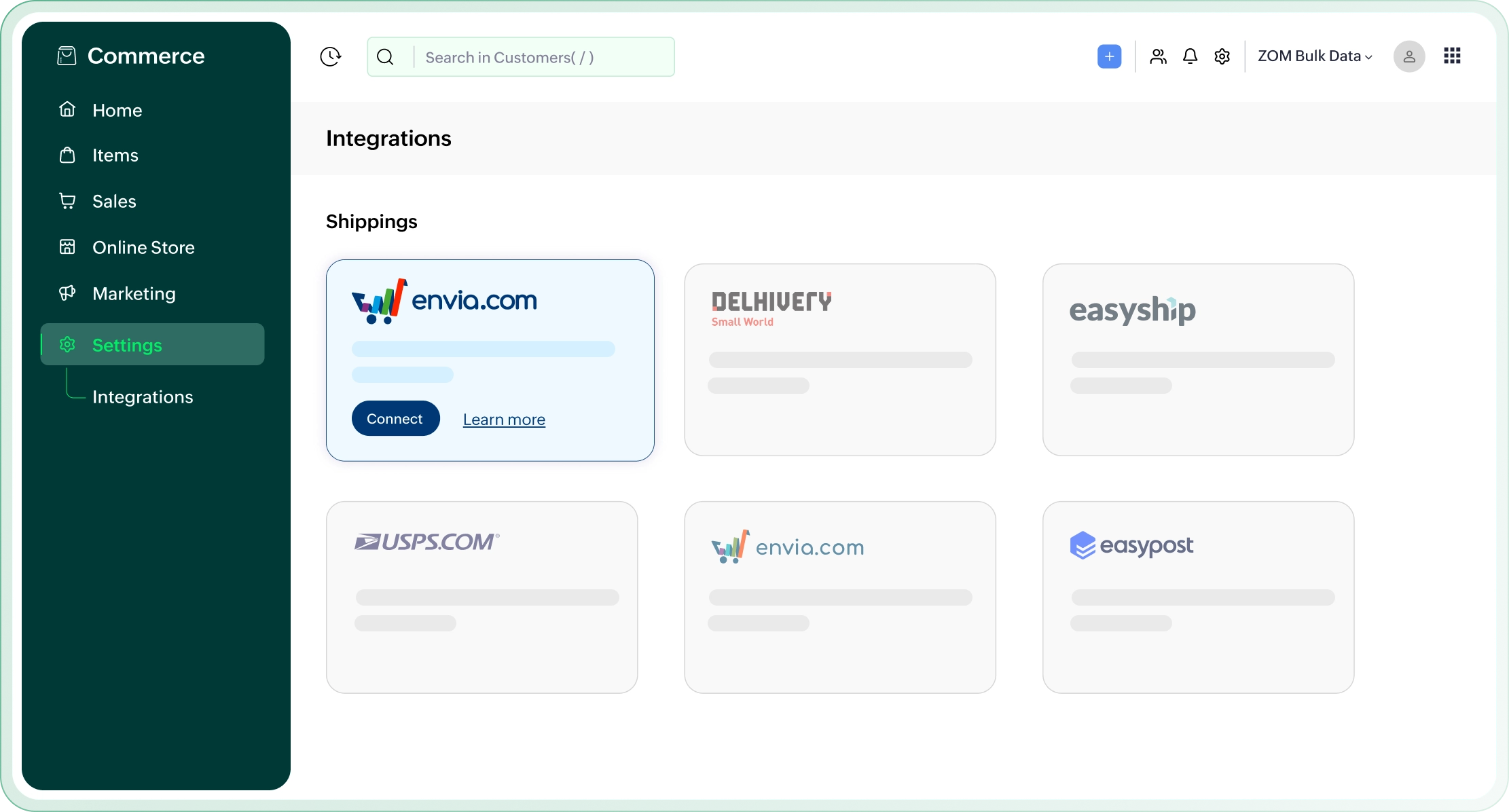 Zoho Commerce and Envia – Shipping dashboard and order fulfillment