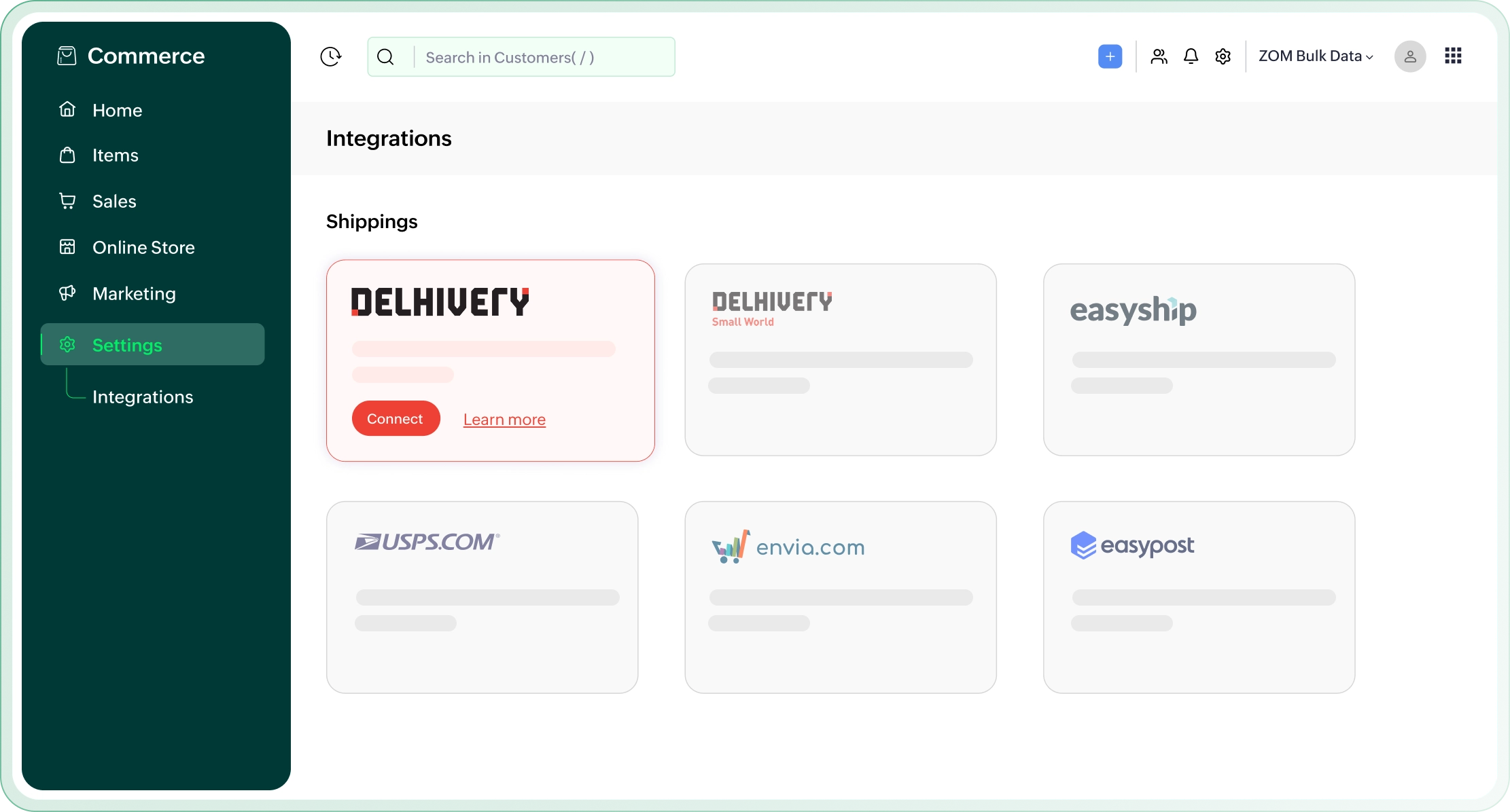 Zoho Commerce and Delhivery – Shipping dashboard and order fulfillment