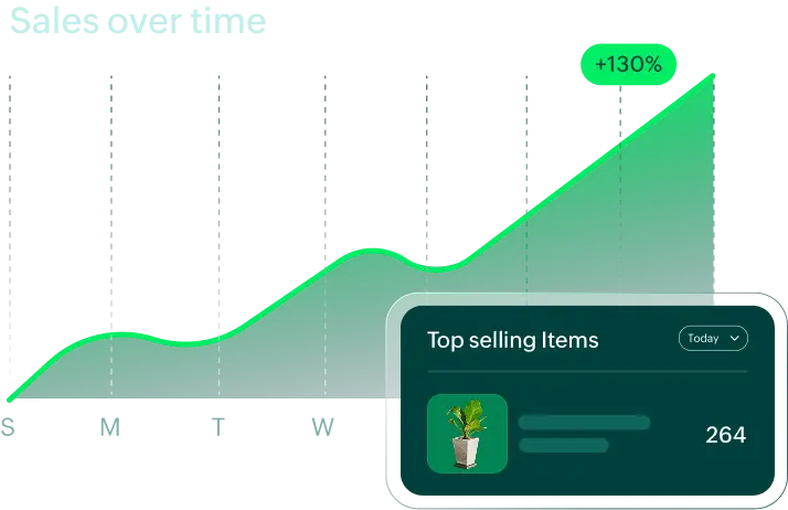 Sales growth chart showing top-selling items and increased performance