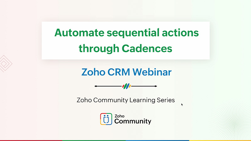 Zoho CRM Focus Group webinars