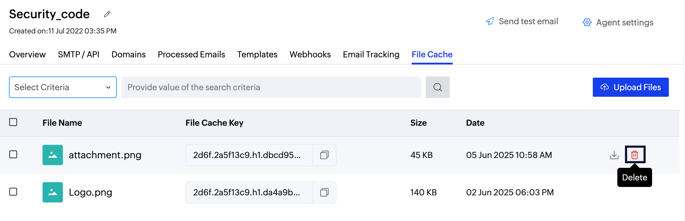 Delete file cache