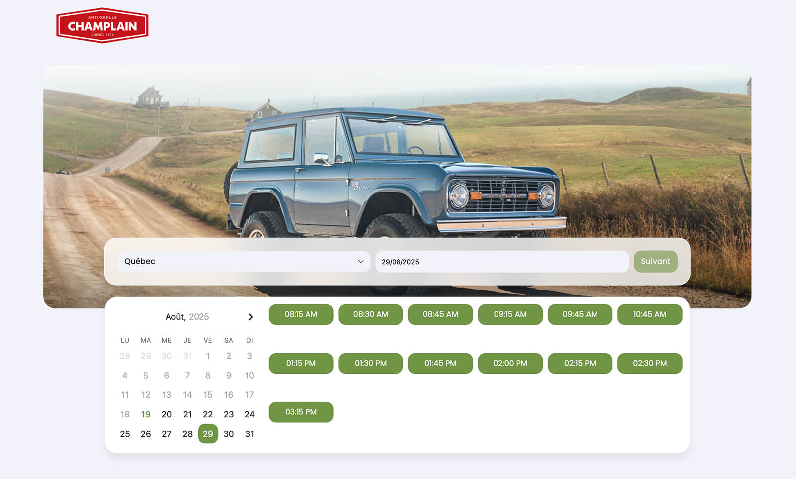 Online booking tool