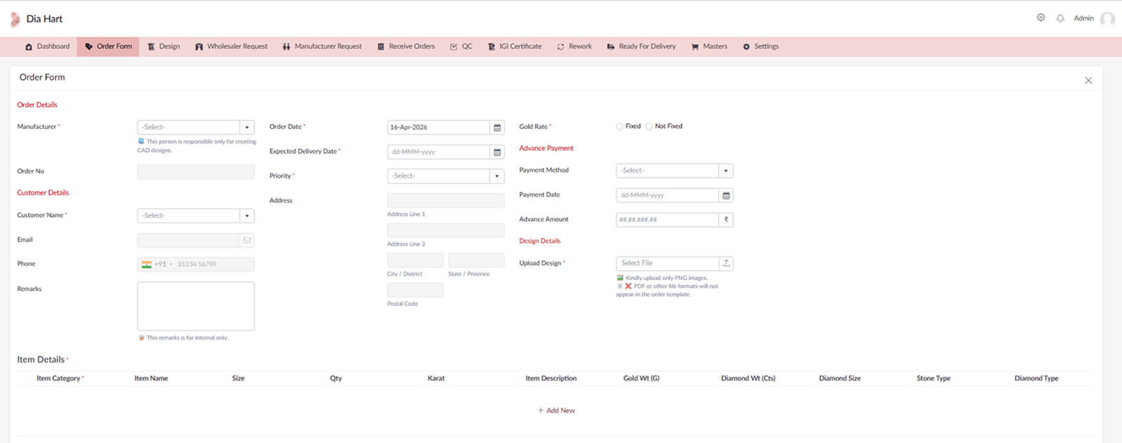 Diahart order form