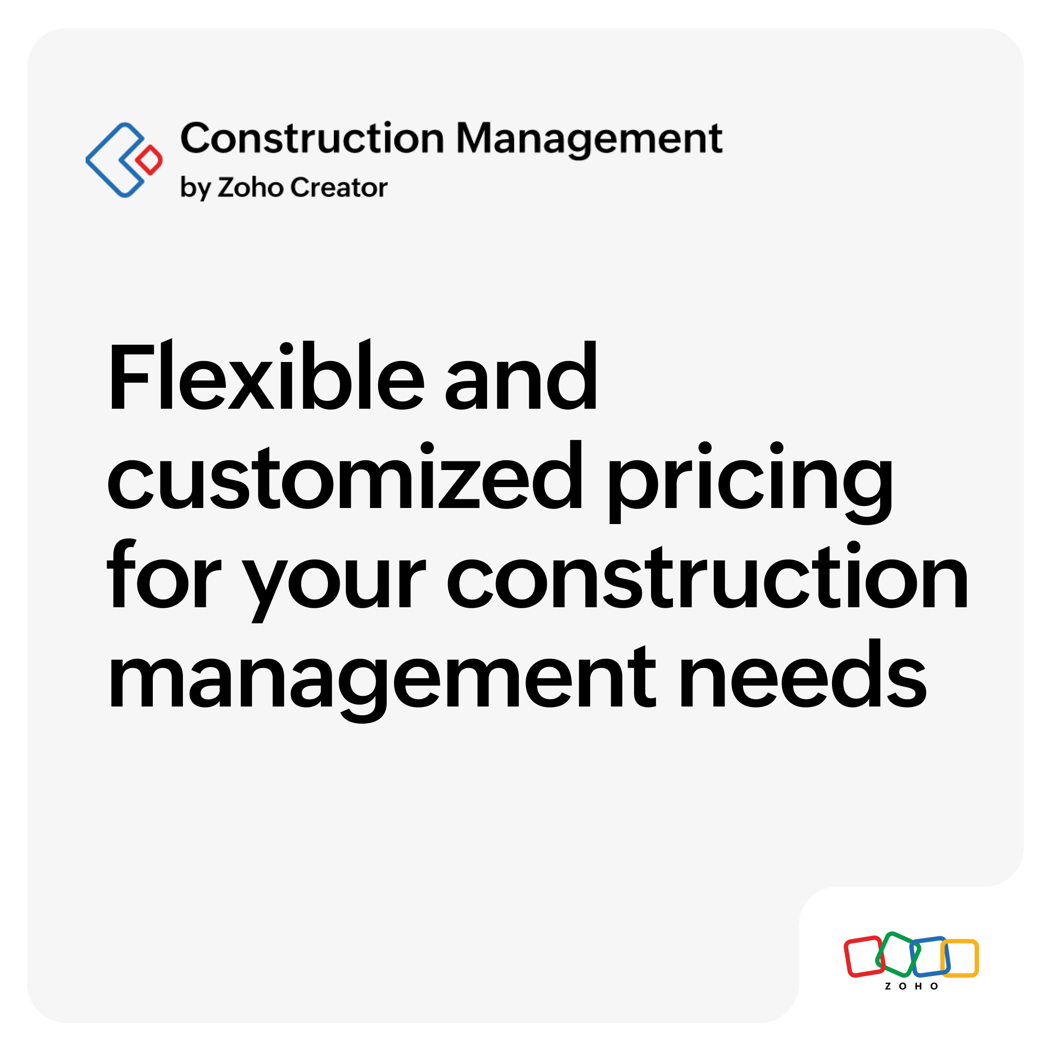 Construction management system pricing zoho creator