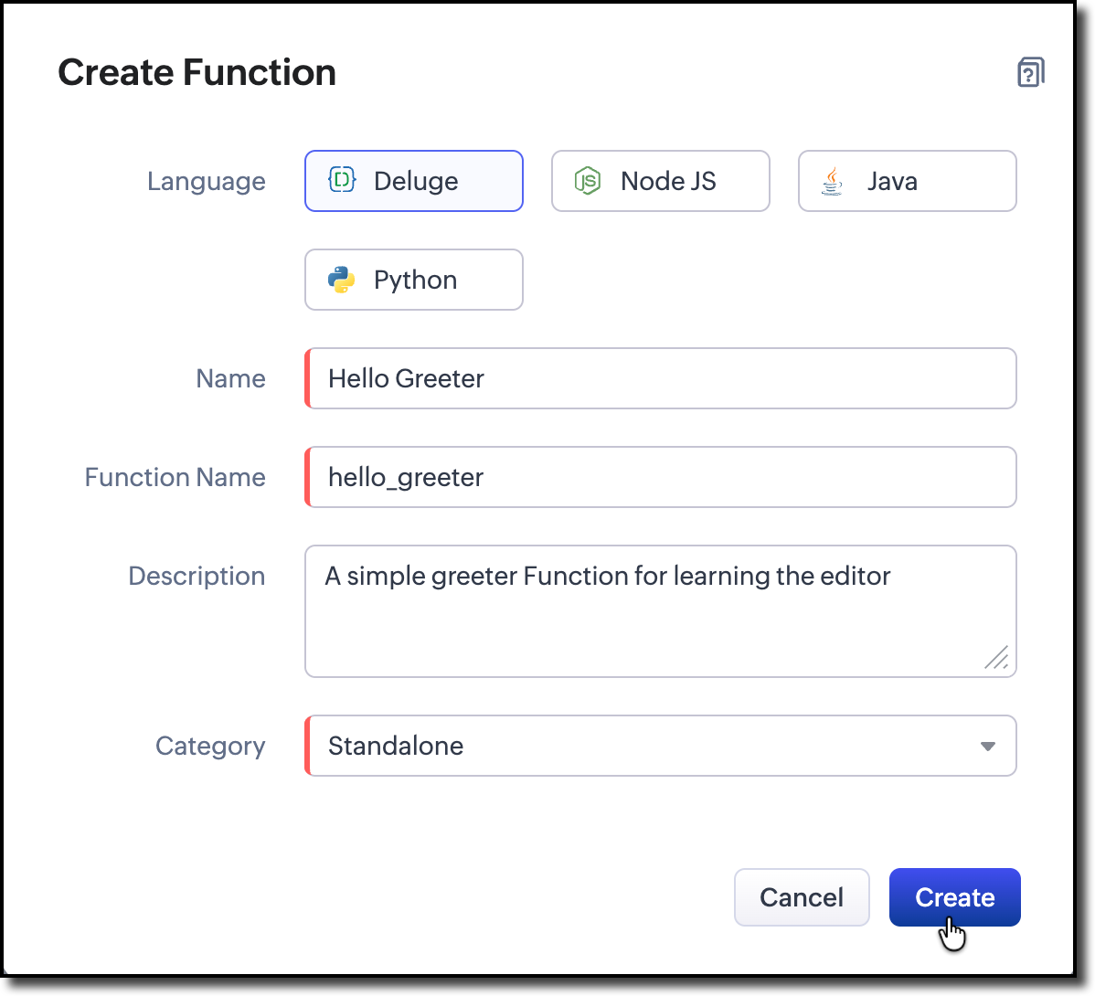 Create Standalone Function