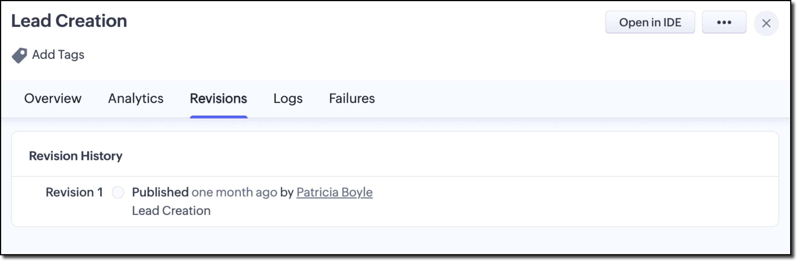 Revisions Tab