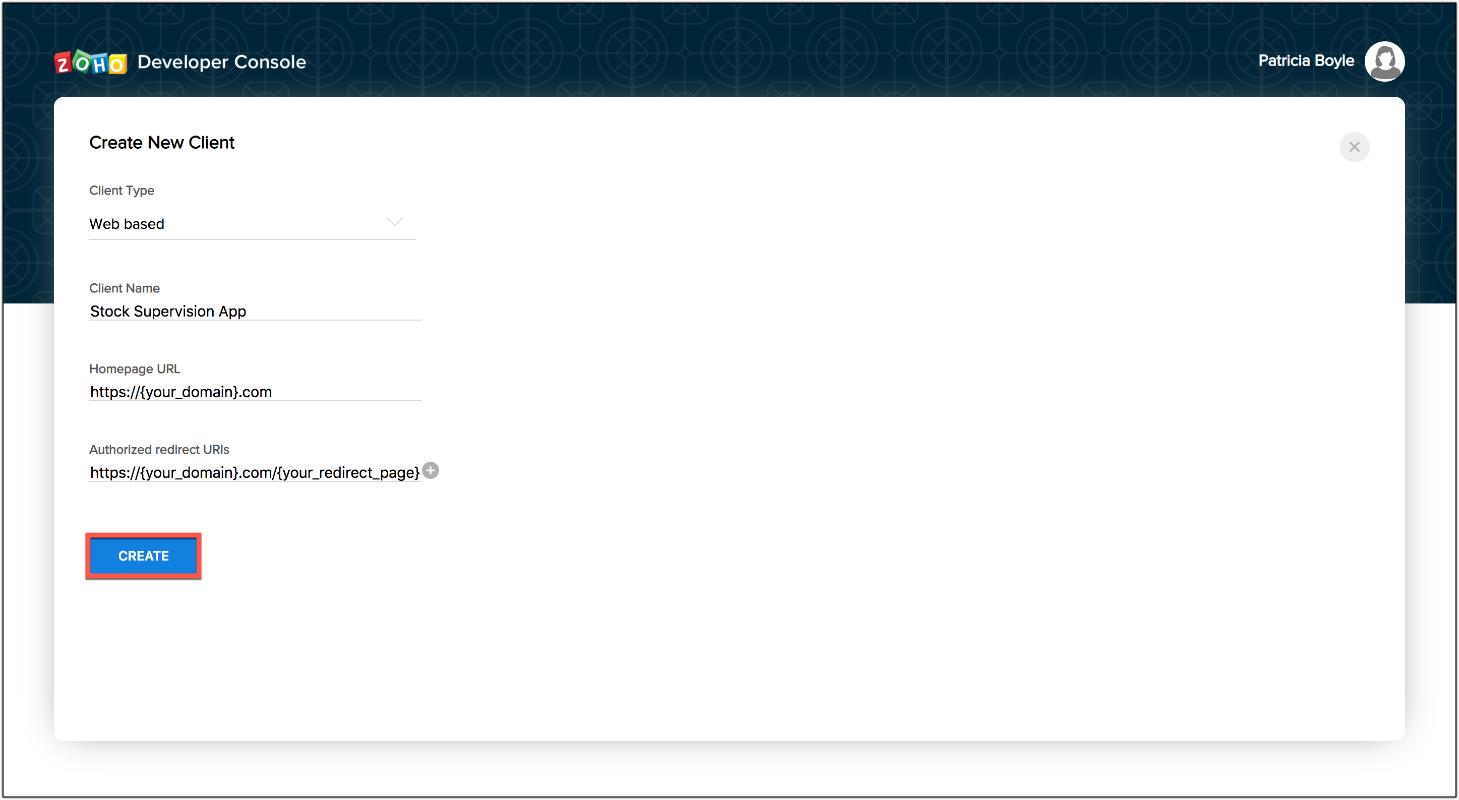 Register Client App - PHP SDK | Online Help - Zoho CRM