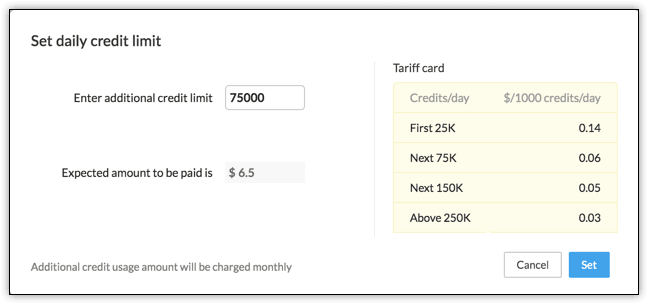 set daily credit limit