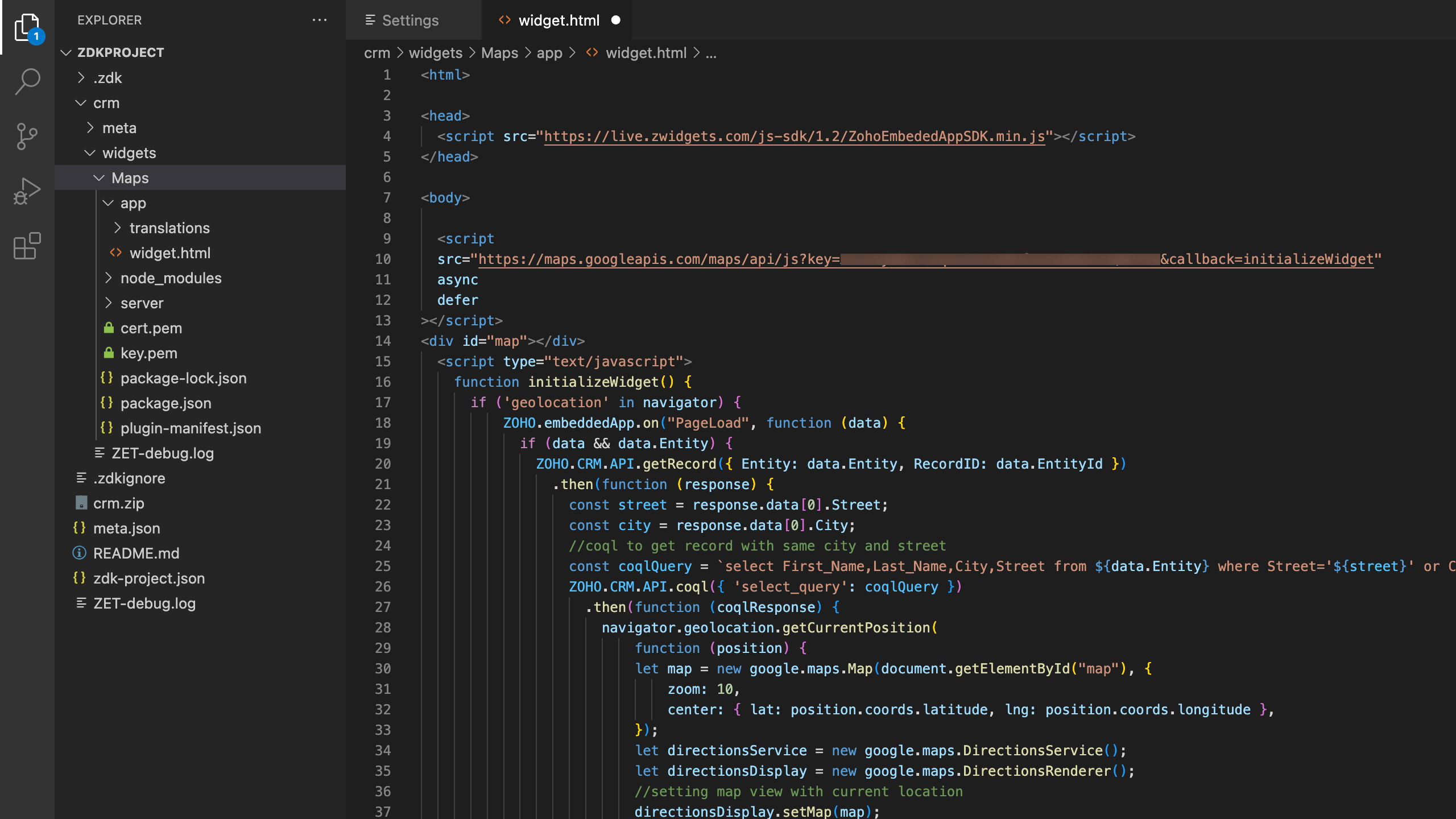 ZDK CLI Geocoding Related List Map Widget's widget.html content
