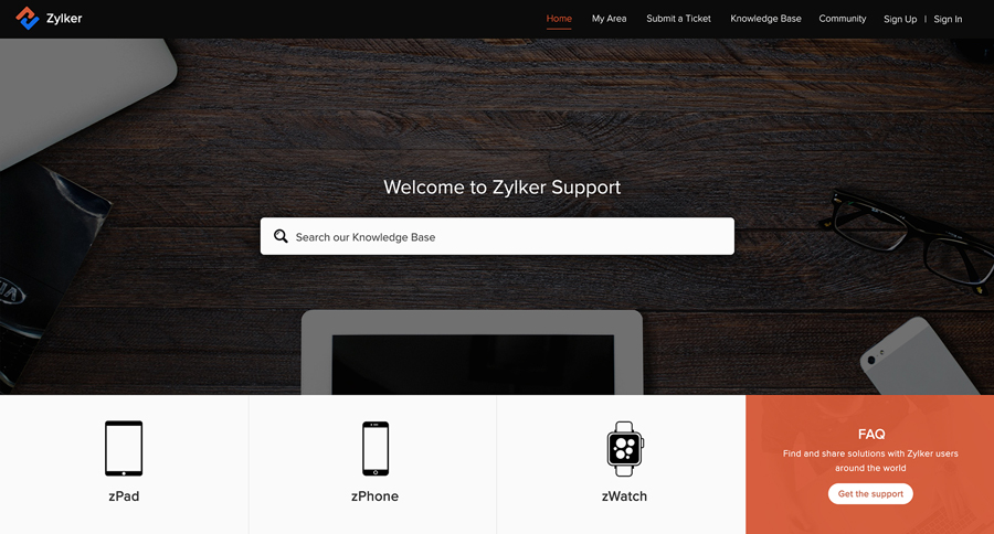 zoho desk's knowledge base software