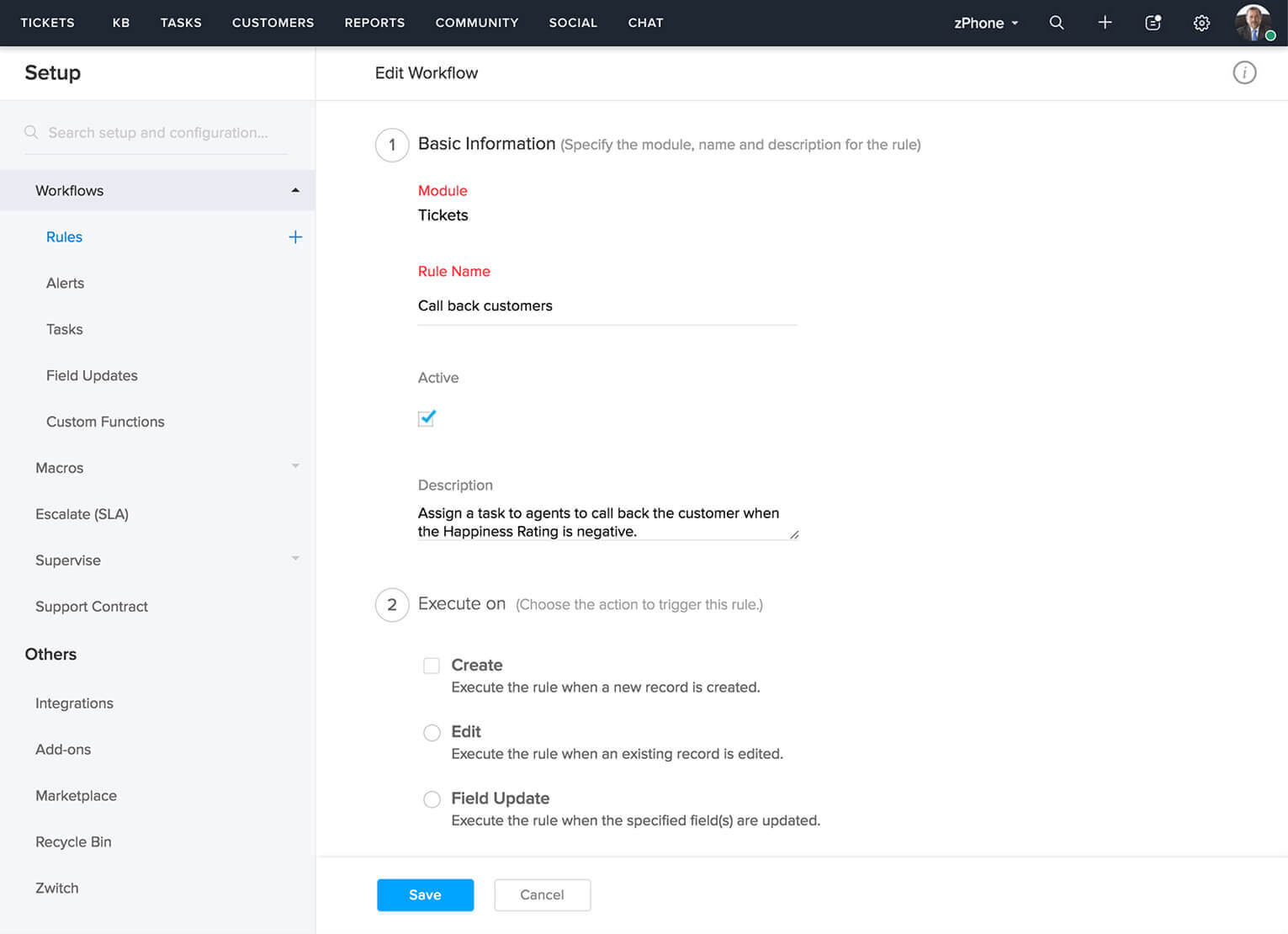 Zoho Desk - online customer support tool