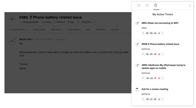 time tracking on helpdesk ticketing