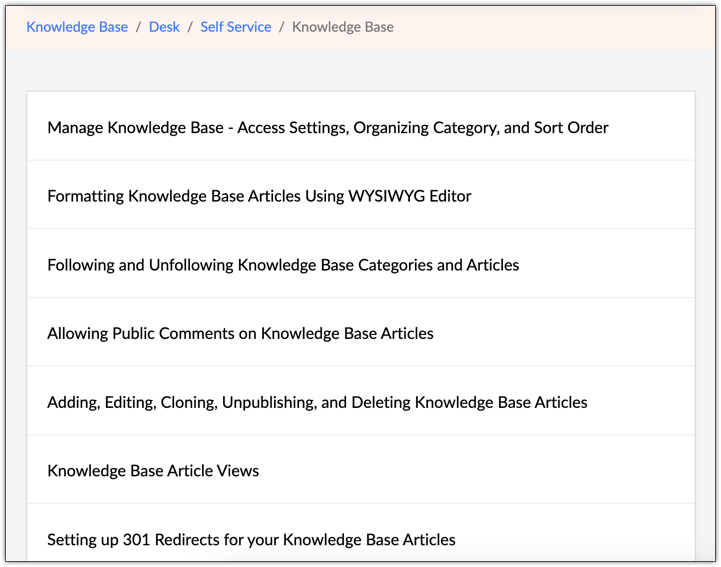 article list view
