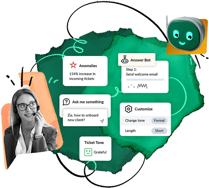 Página inicial do Zoho Desk - software de suporte técnico para simplificar e melhorar o atendimento ao cliente