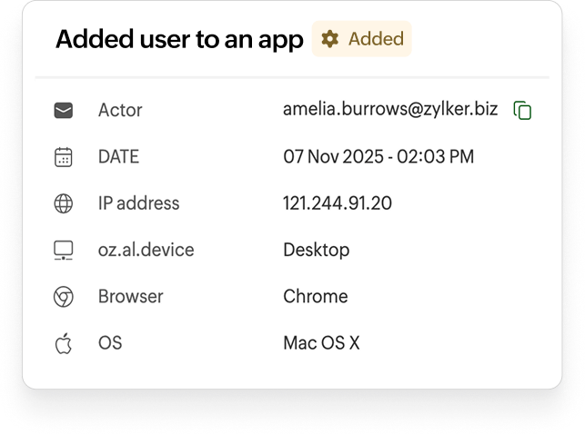 Audit log detail popup