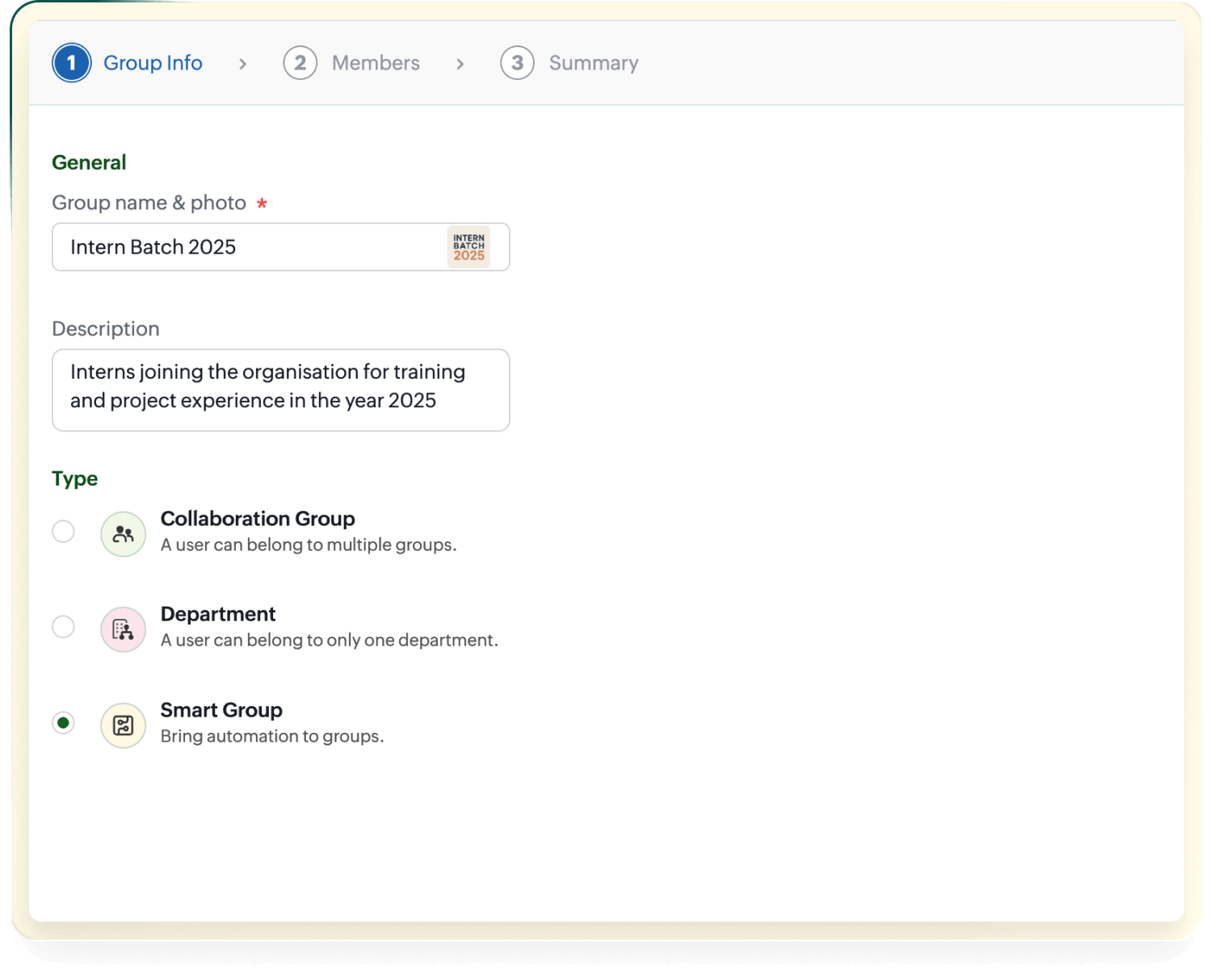 Smart Groups Interface