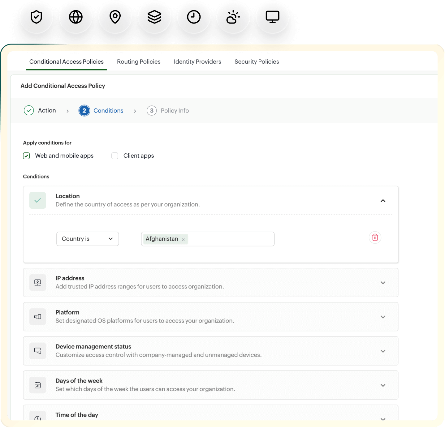 Conditional Access Policies Interface