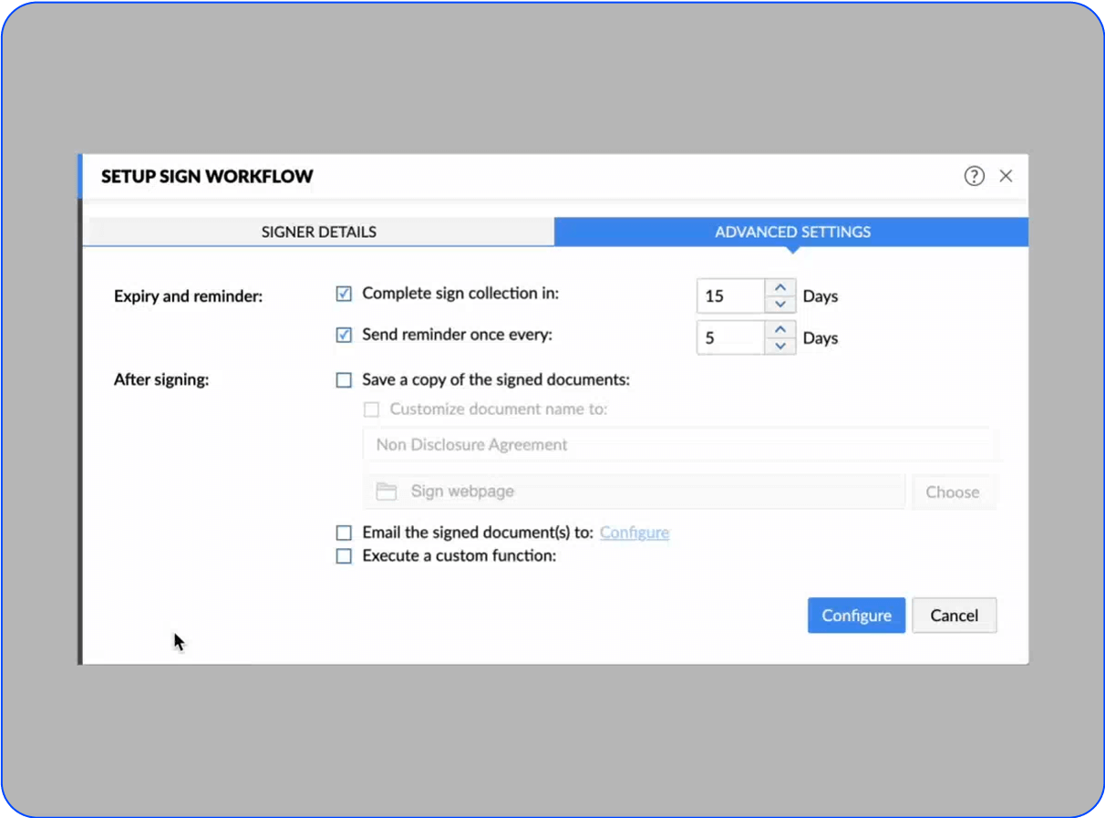 Customize the signature blocks