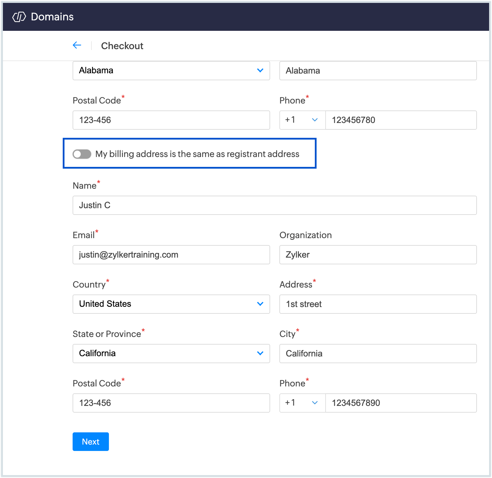 Add billing info