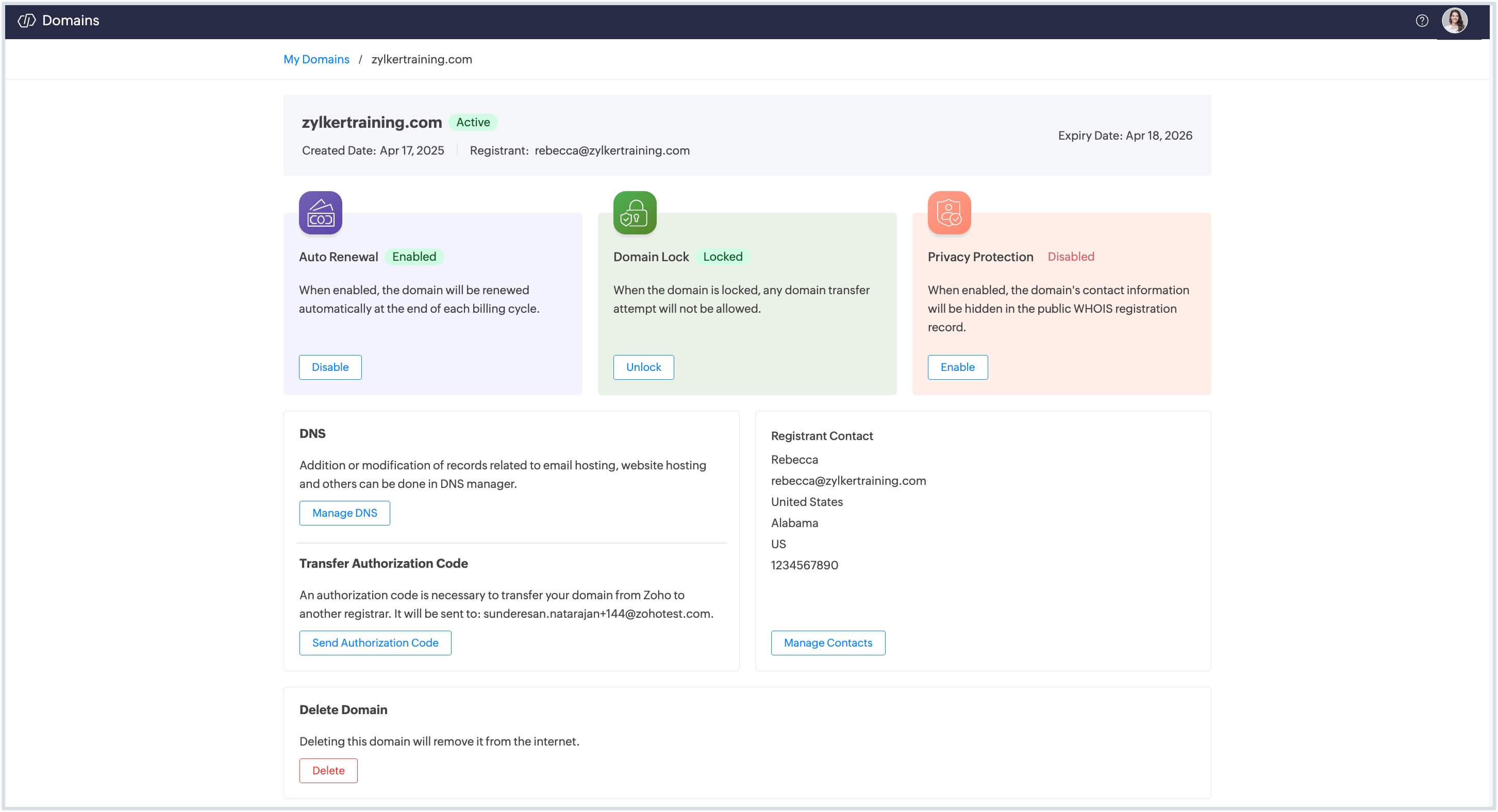 Manage Domain Manage Domain