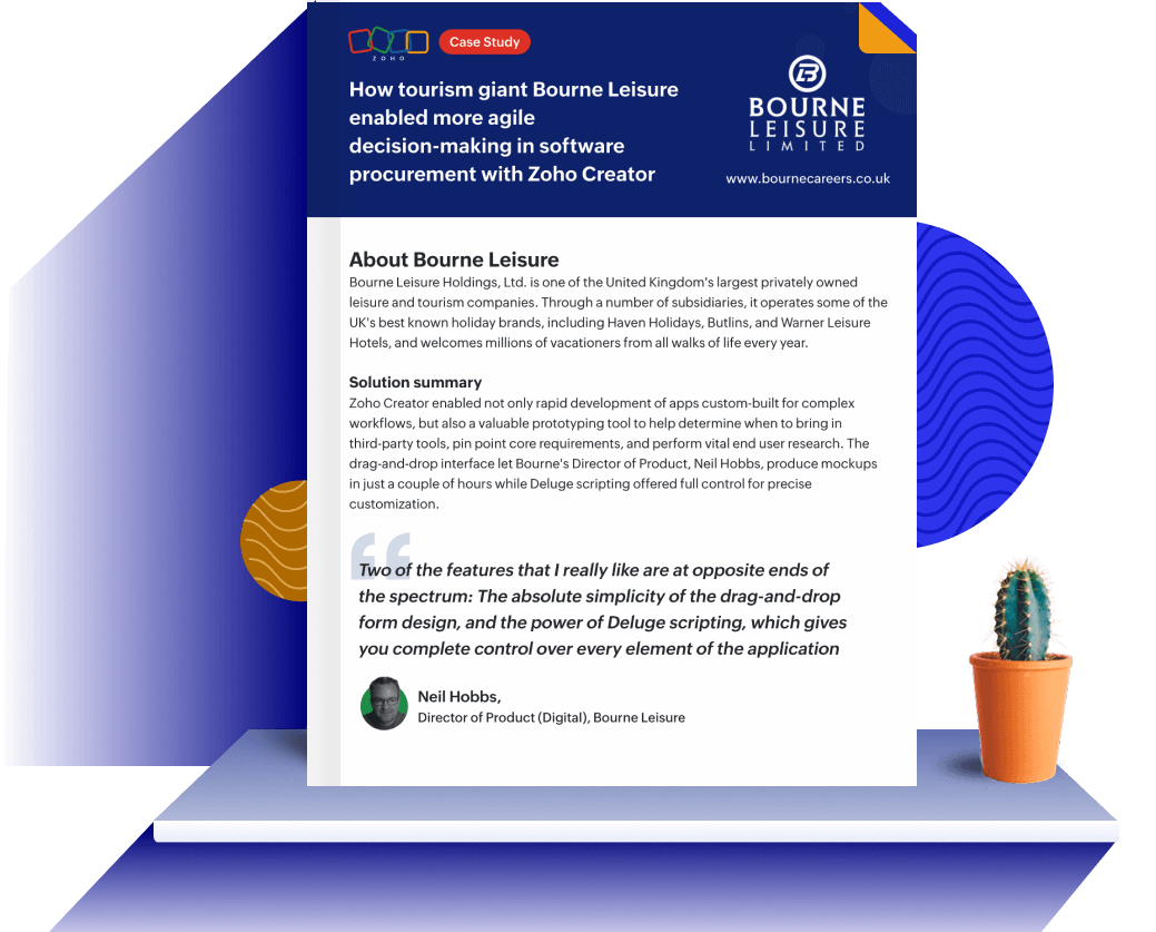 Bourne Leisure bridged complexity across 30+ brands with scalable, low-code tools from Zoho Creator