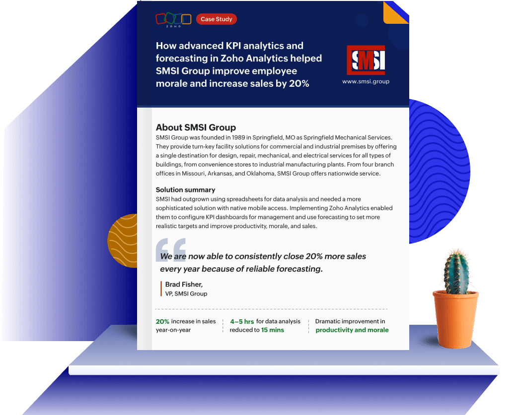 To replace manual spreadsheets with smarter insights, SMSI Group implemented Zoho Analytics as its central business intelligence platform