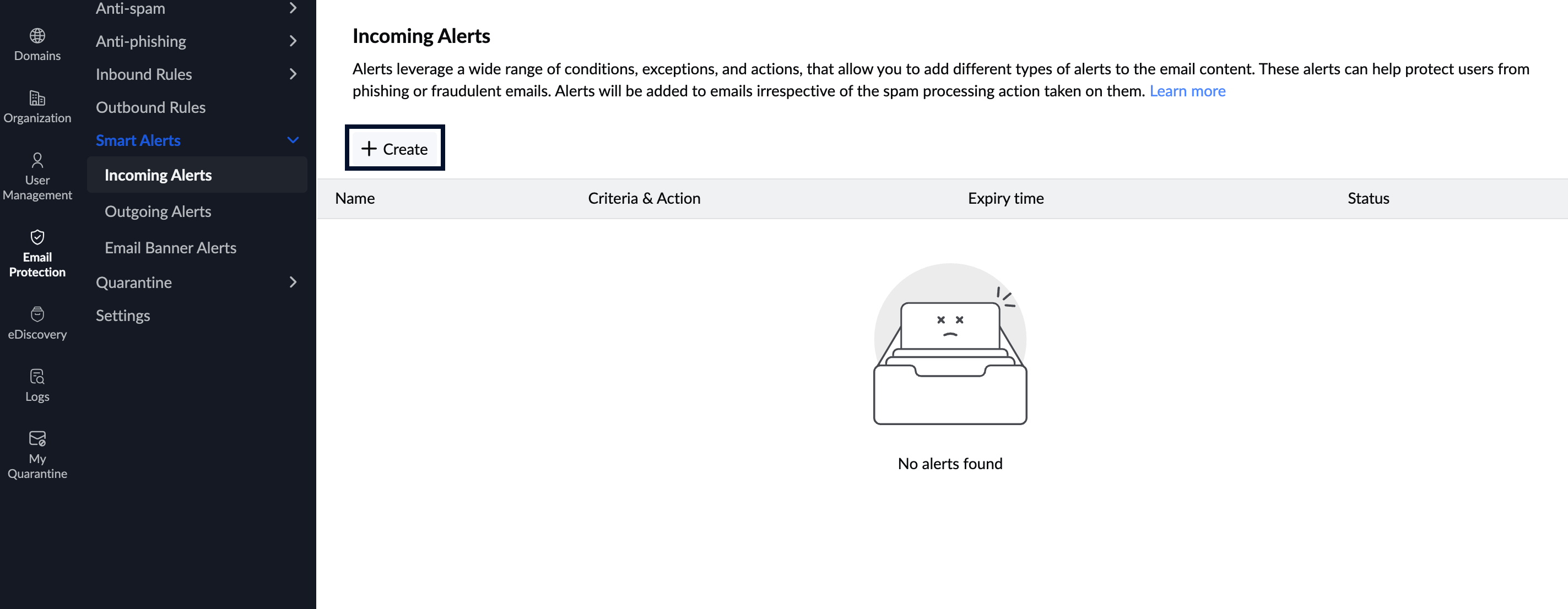 Create a new incoming alert