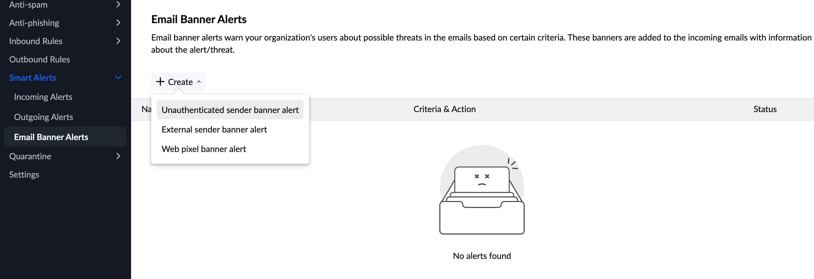 Create Email Banner Alert