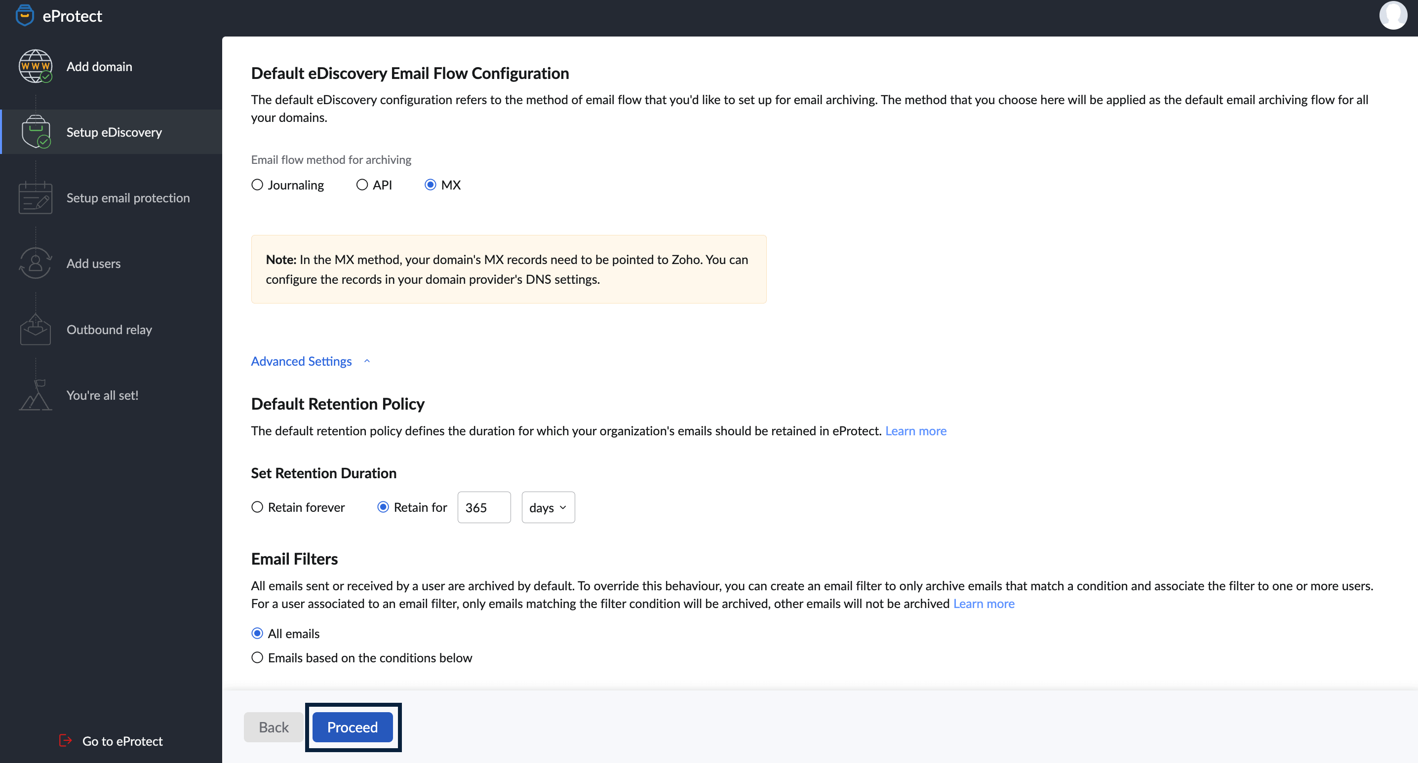 Select Mail Flow Type