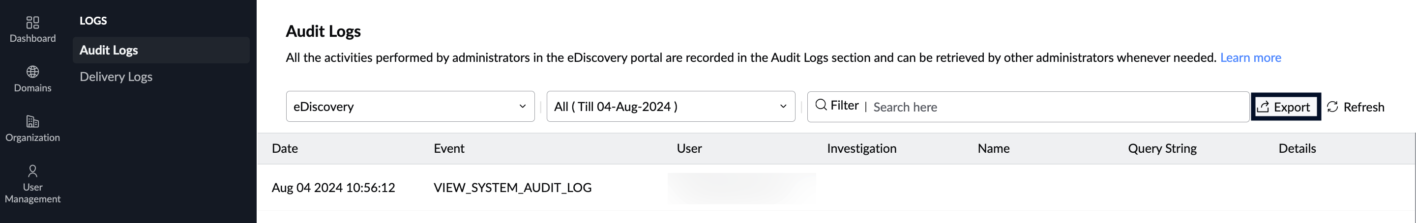 Export Audit Logs