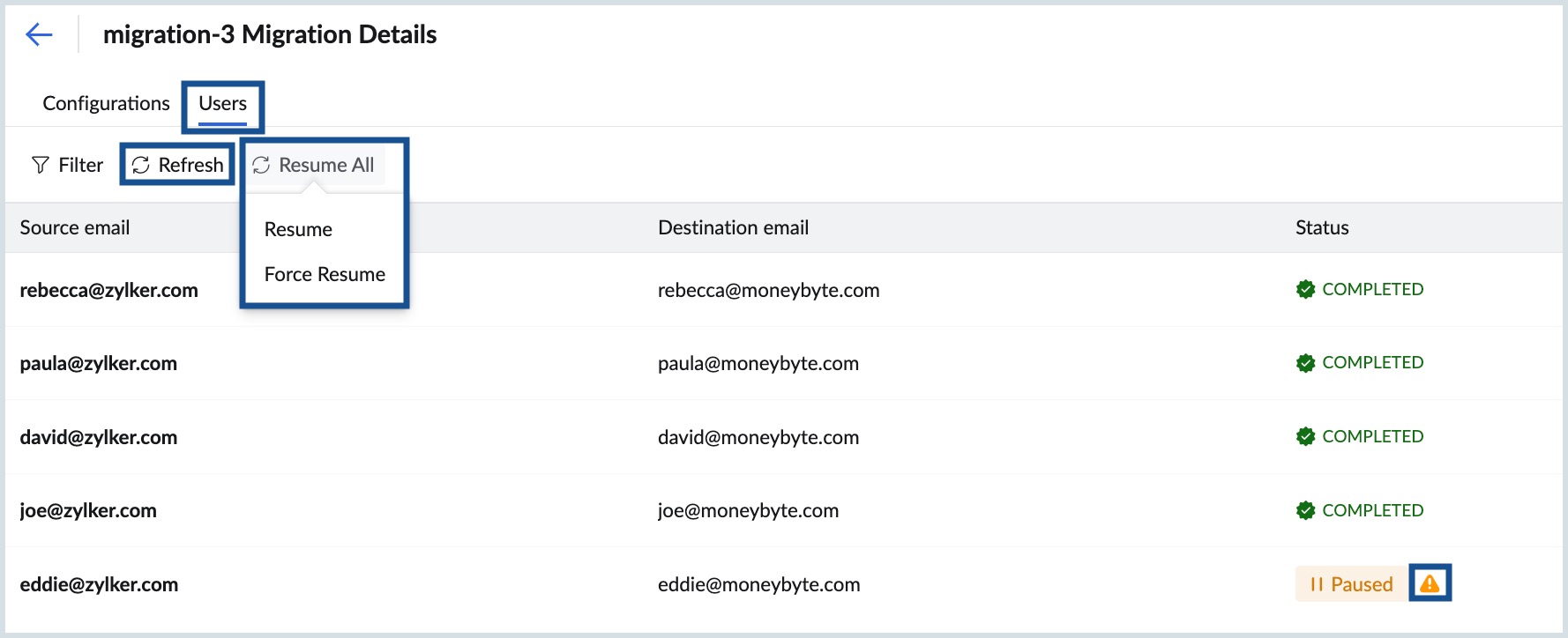 resume migration