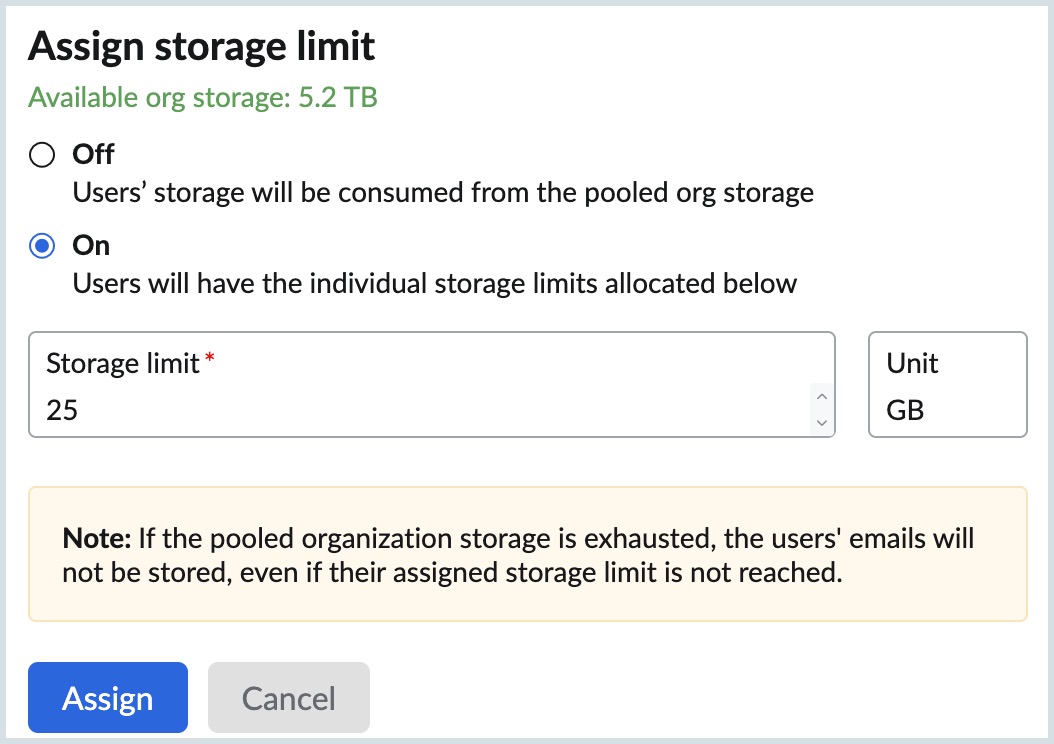 assign storage assign storage