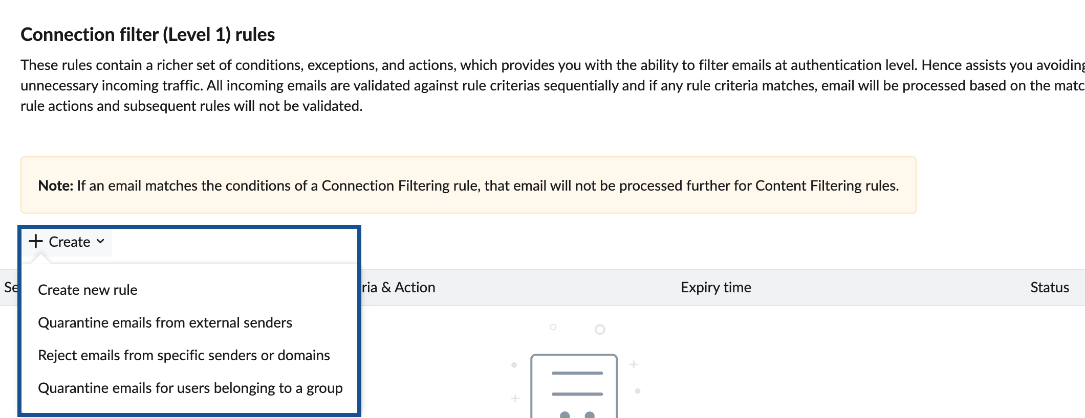 create connection filter in eProtect
